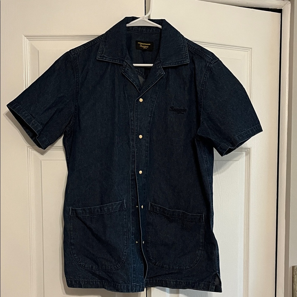 Seager Dark Denim Short Sleeve Button Shirt Jacket